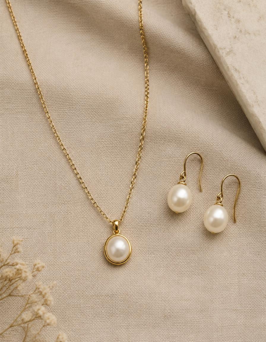 Fine Jewellery Pearl Pendant & Earrings