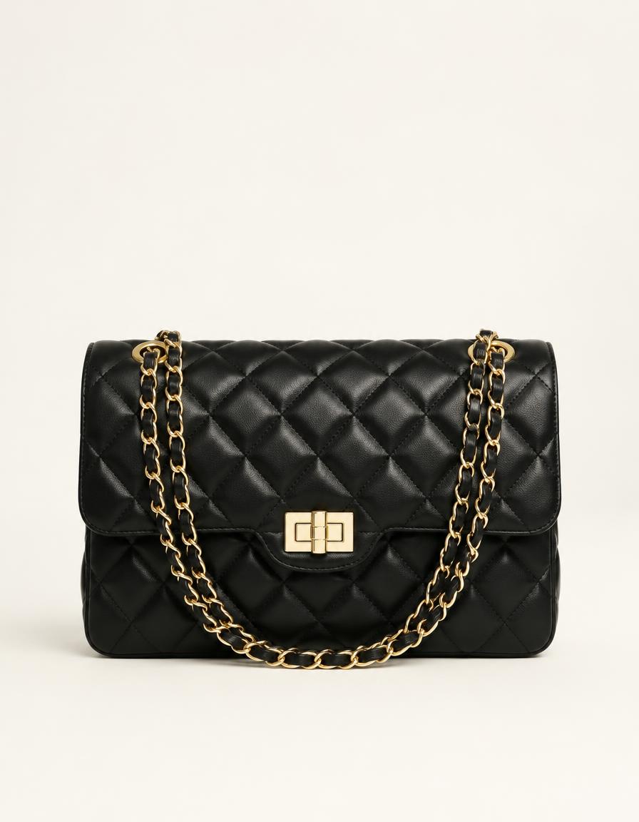 Designer Quilted Chain Flap Bag